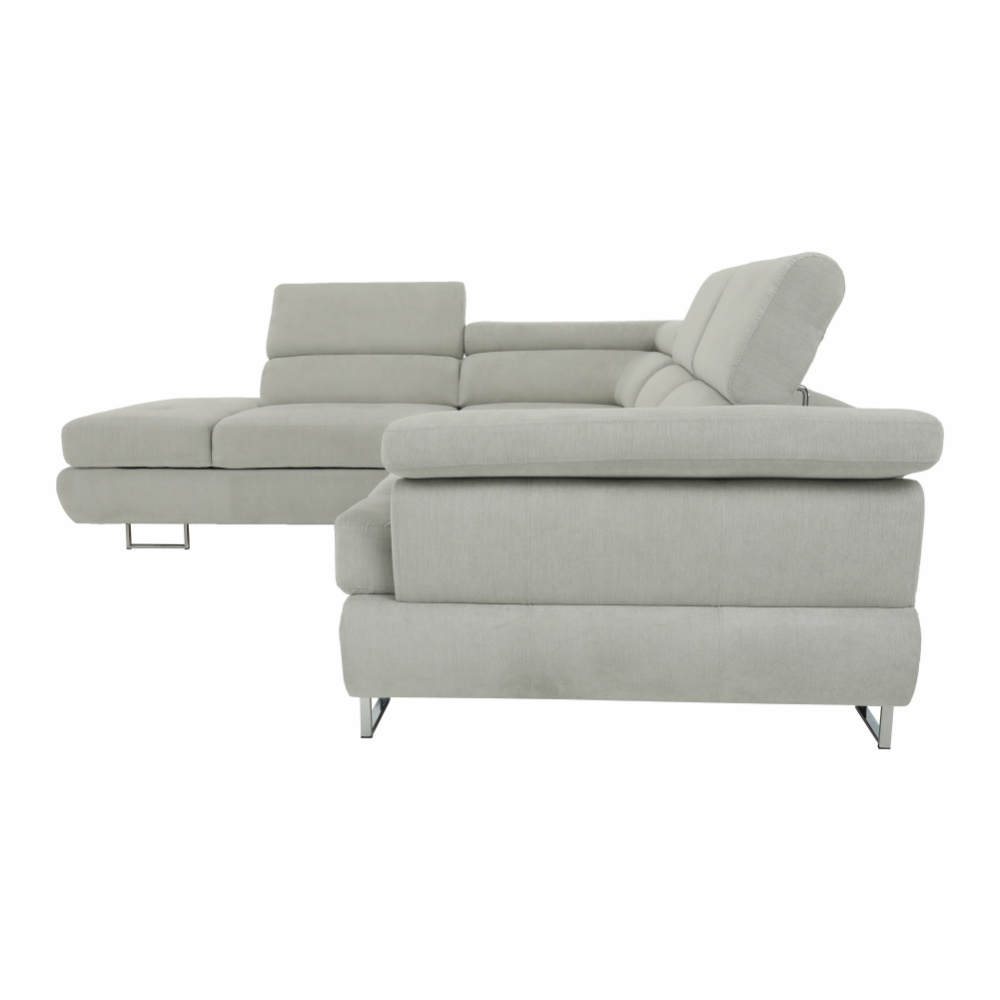 Colţar, material textil gri deschis, model stânga, BUTON P