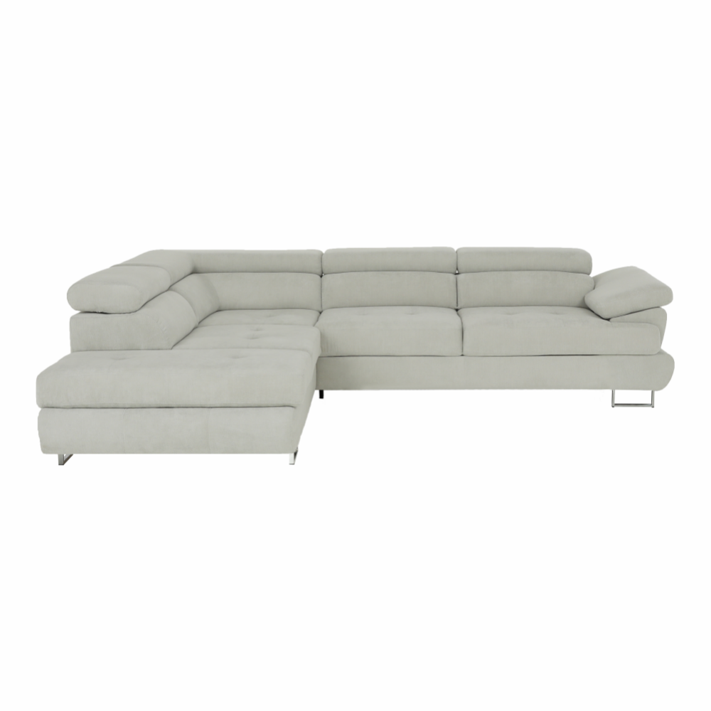 Colţar, material textil gri deschis, model stânga, BUTON P