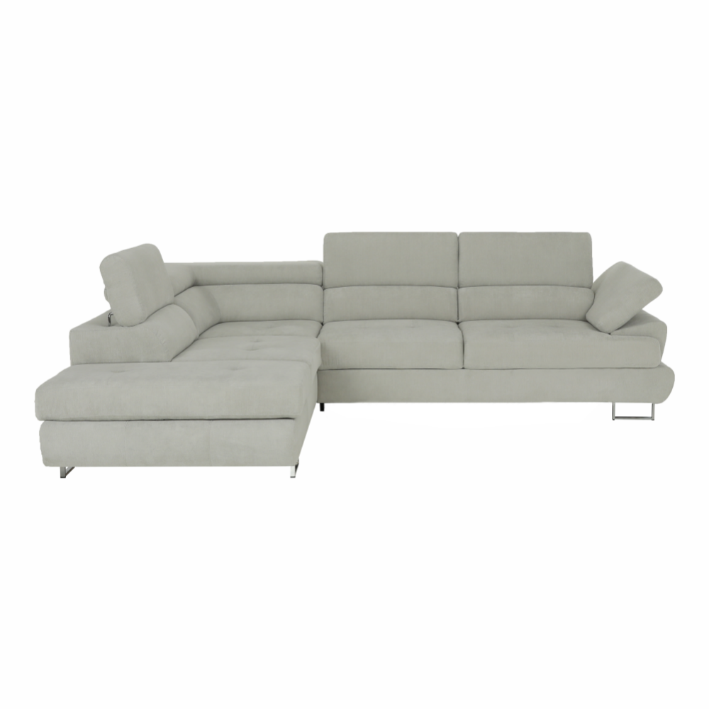 Colţar, material textil gri deschis, model stânga, BUTON P