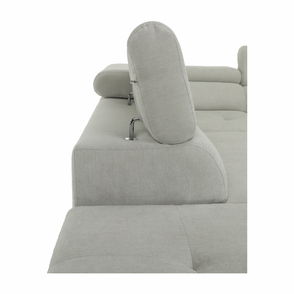 Colţar, material textil gri deschis, model stânga, BUTON P