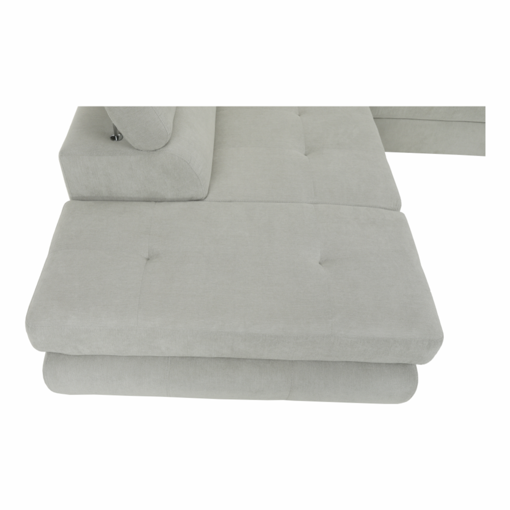 Colţar, material textil gri deschis, model stânga, BUTON P