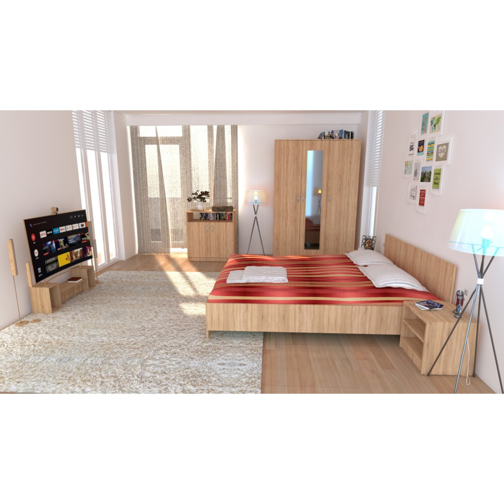 Dormitor Soft Sonoma cu pat 140x200 cm