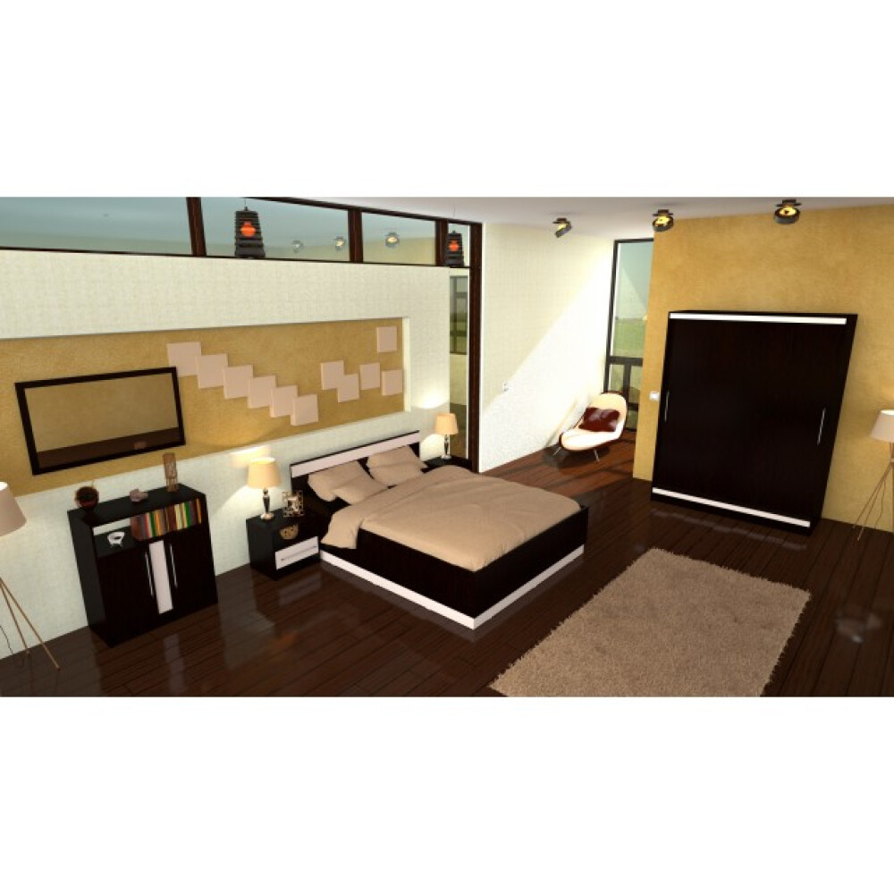 Dormitor Verona Wenge cu pat 140x200 cm