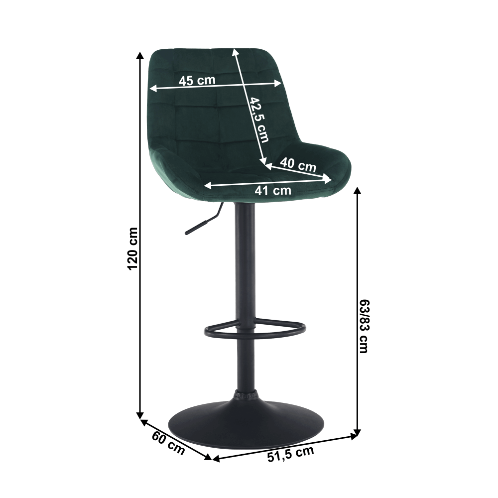 Scaun de bar, material textil Velvet verde închis, CHIRO