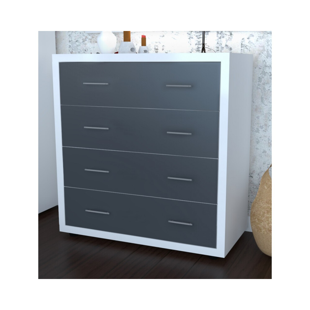 Dormitor Torino cu pat 140x200 cm Alb / Gri