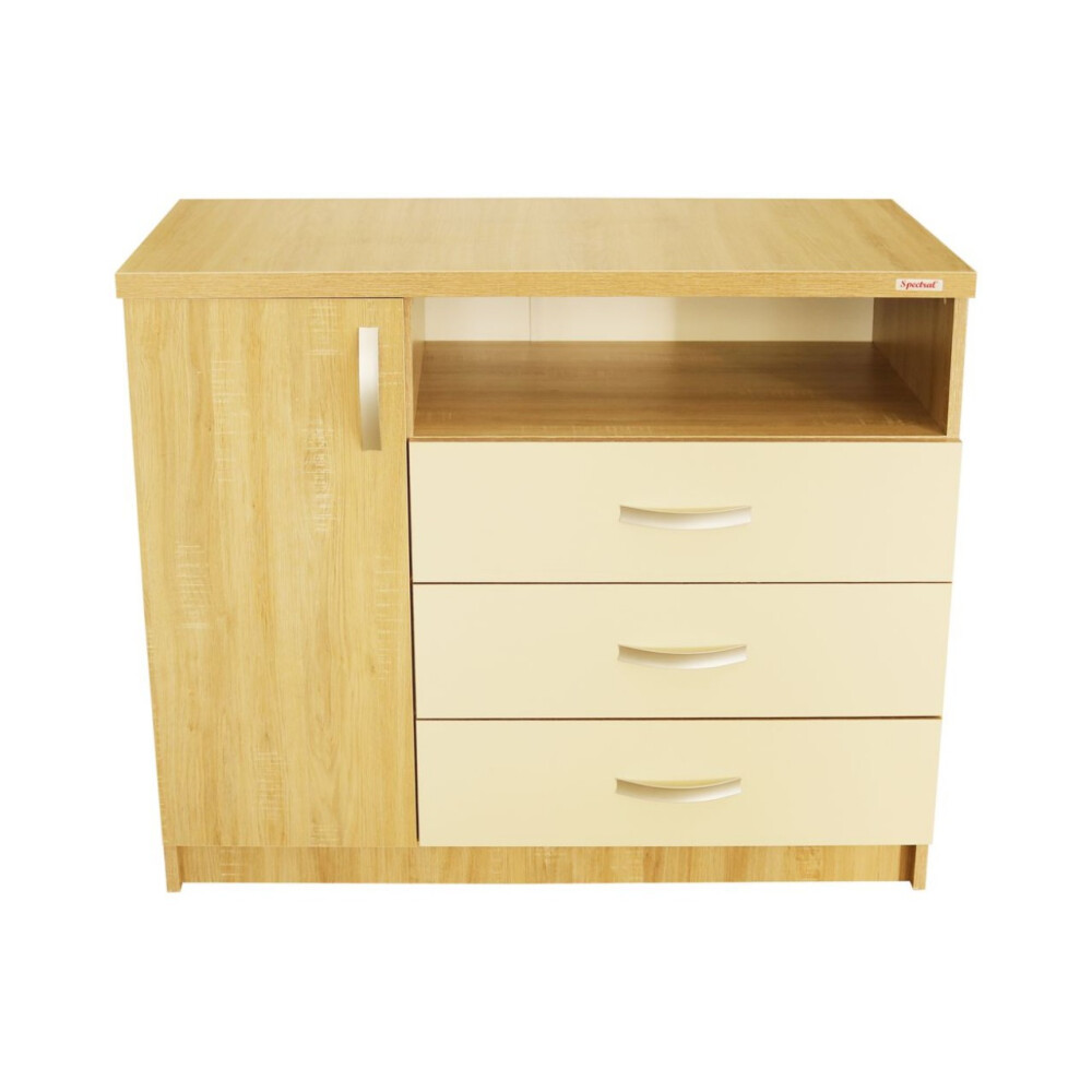 Dormitor Milano Sonoma cu Pat Tapitat Bej 140x200