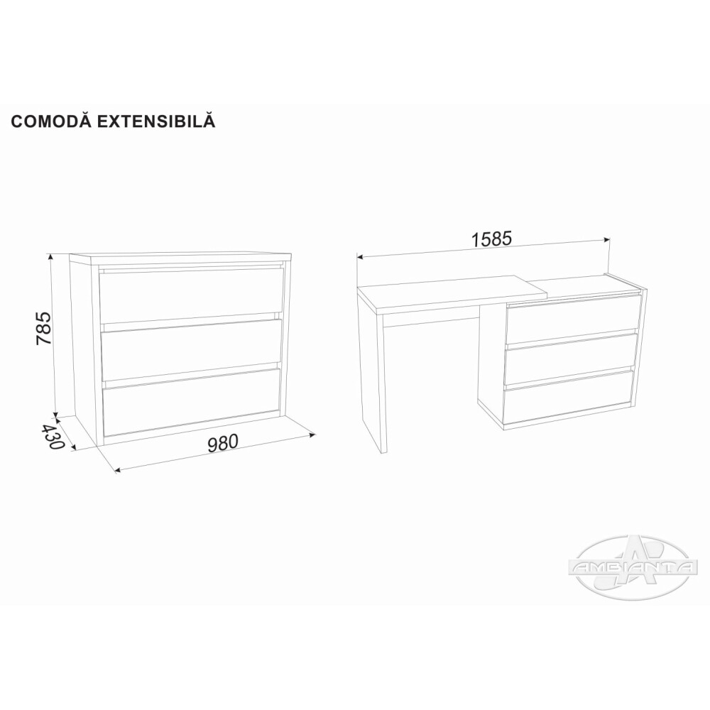 COMODA EXTENSIBILA ALB