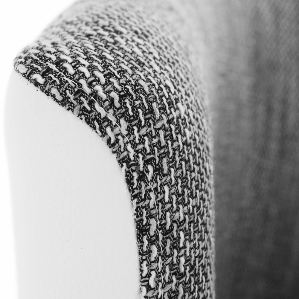 Fotoliu de club, piele eco alb/material gri, CUBA