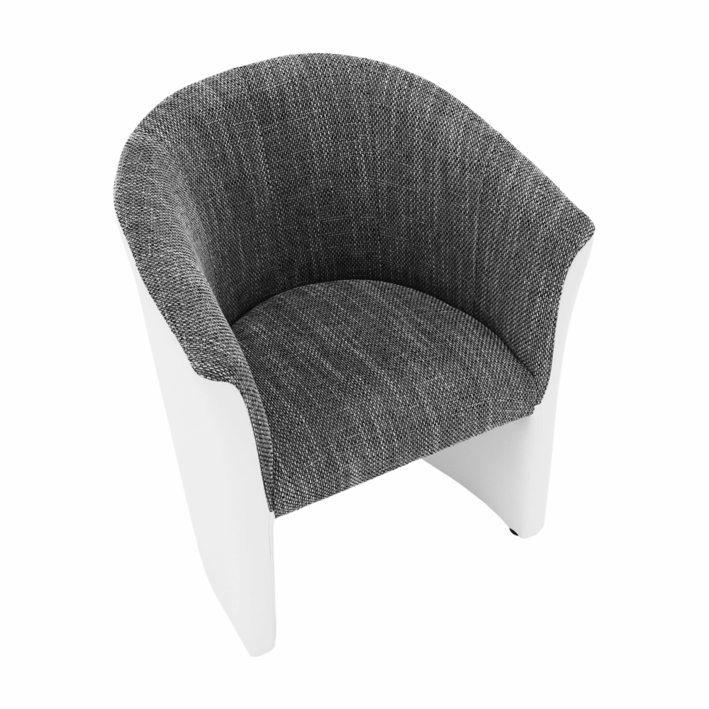 Fotoliu de club, piele eco alb/material gri, CUBA