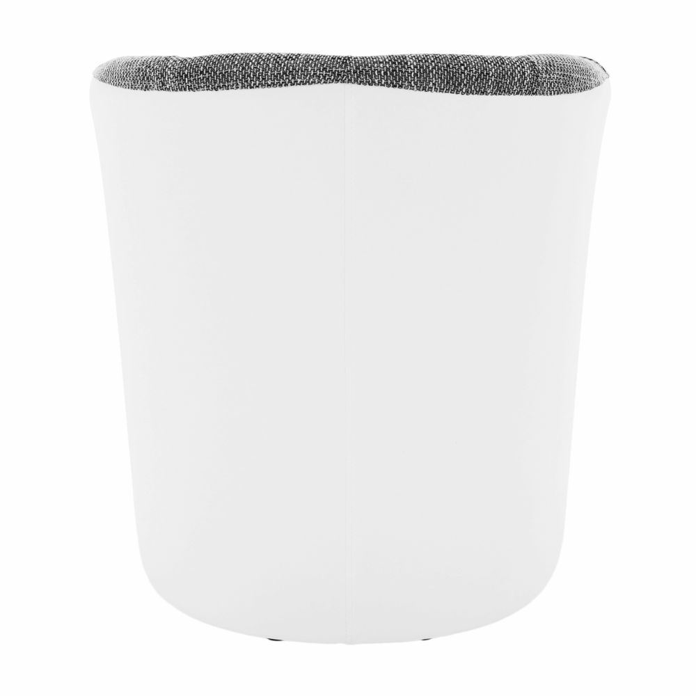 Fotoliu de club, piele eco alb/material gri, CUBA