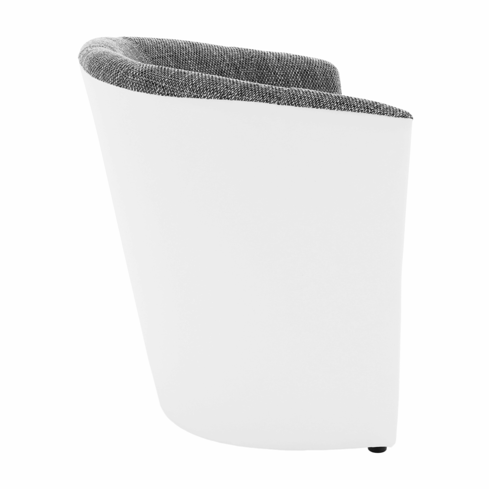 Fotoliu de club, piele eco alb/material gri, CUBA