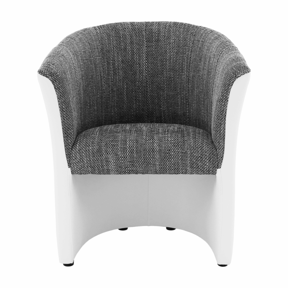 Fotoliu de club, piele eco alb/material gri, CUBA