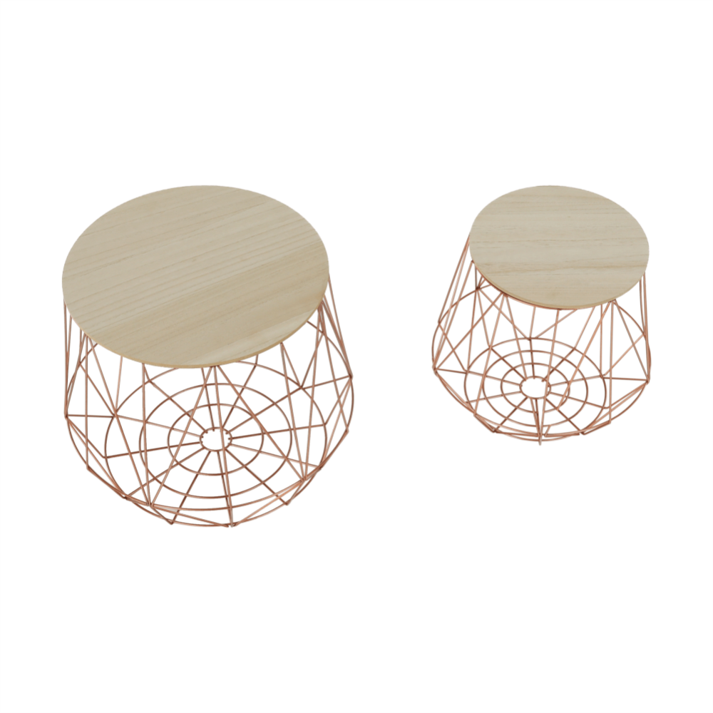 Set măsuţe auxiliare, natural/cupru, DALUX