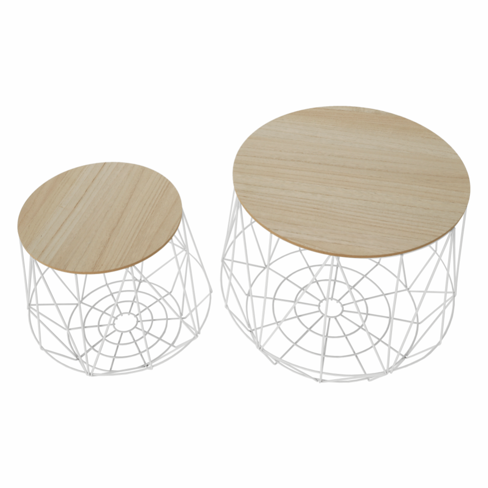 Set măsuţe auxiliare, natural/alb, DALUX