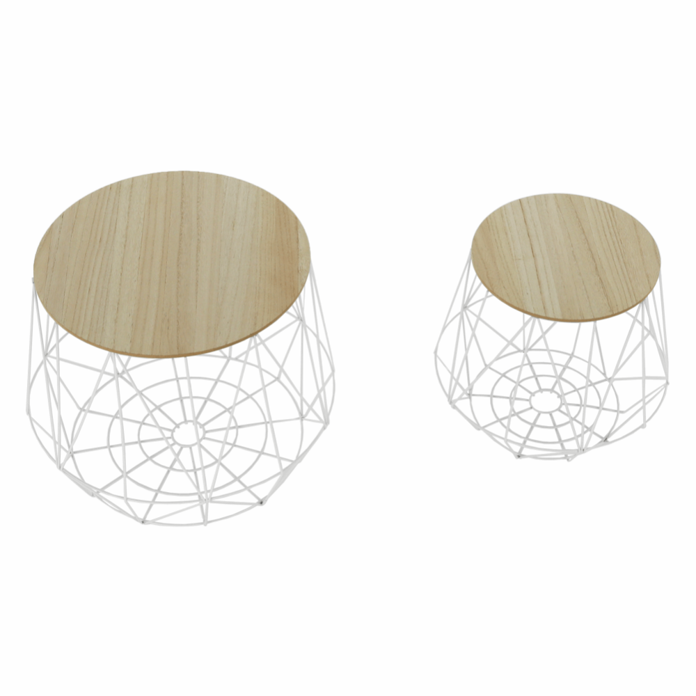Set măsuţe auxiliare, natural/alb, DALUX