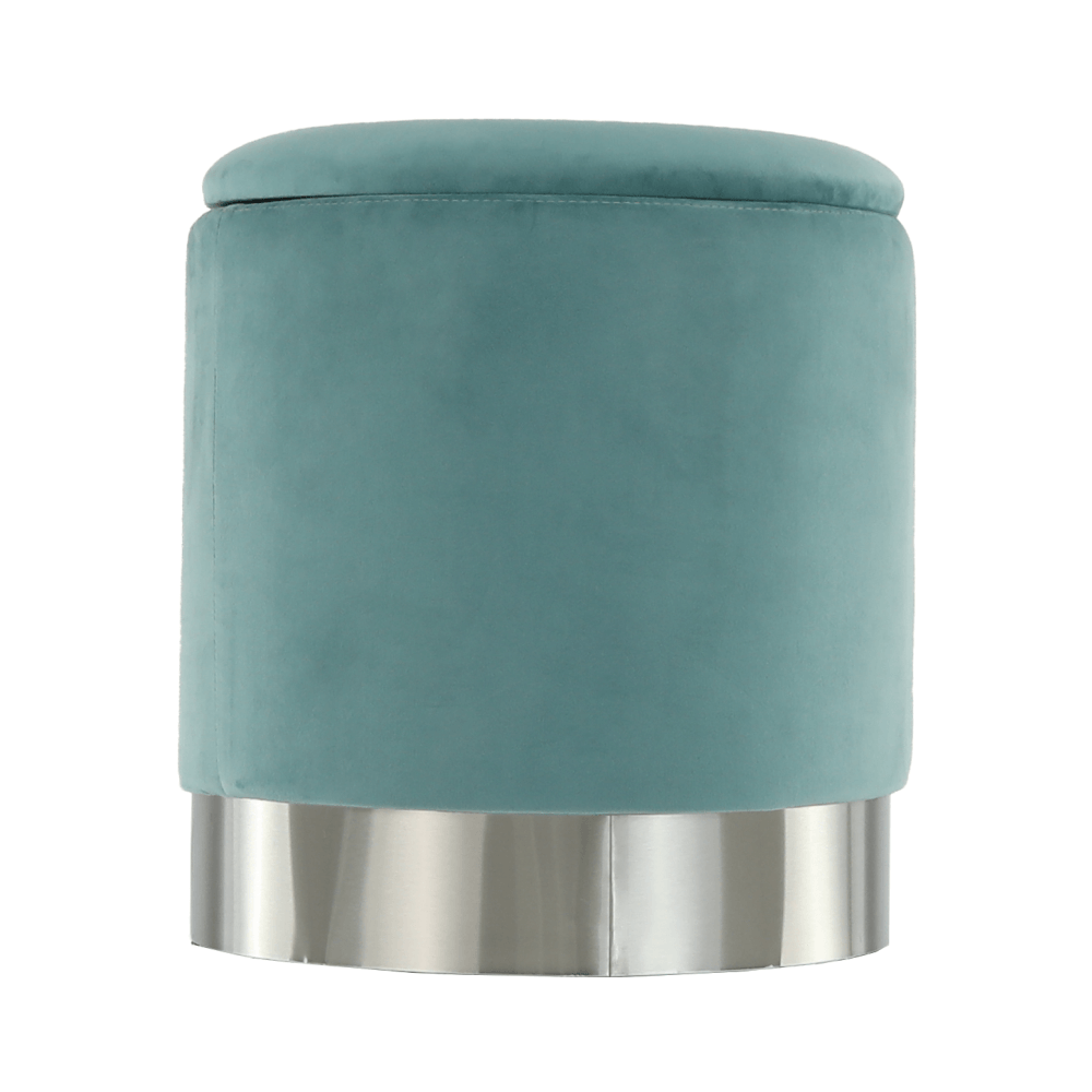 Taburet, catifea Velvet verde-mentol/crom argintiu, DARON