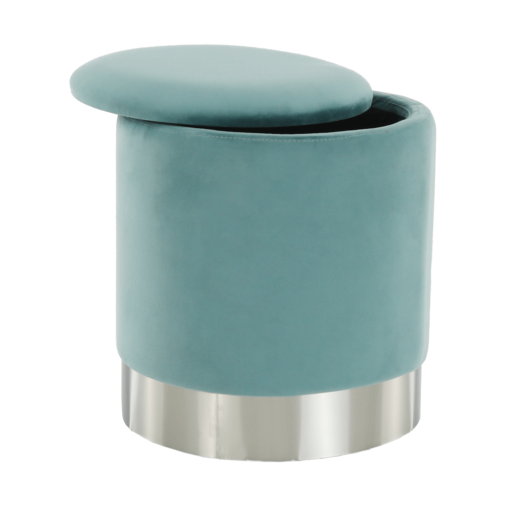 Taburet, catifea Velvet verde-mentol/crom argintiu, DARON