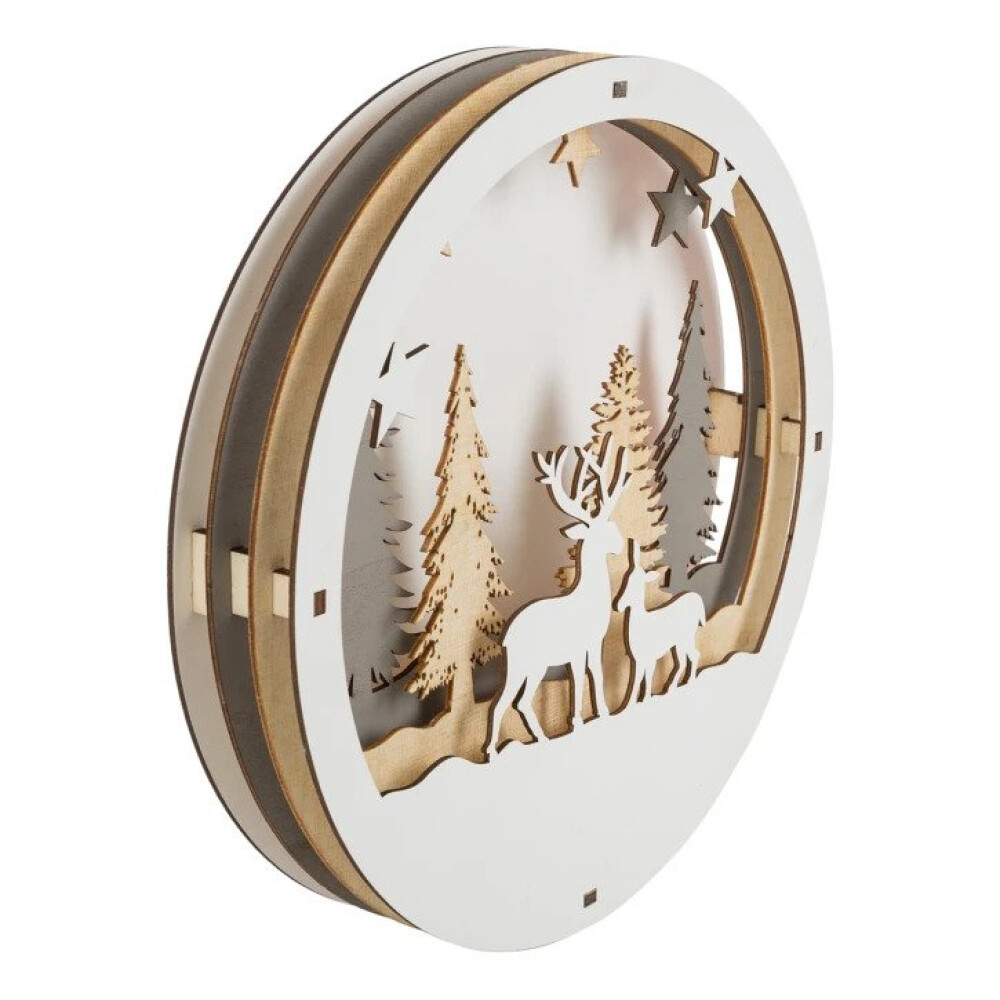 Decor Scenă de Crăciun Iarnă Pădure LED