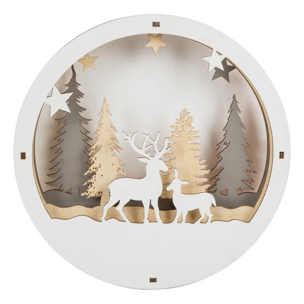 Decor Scenă de Crăciun Iarnă Pădure LED