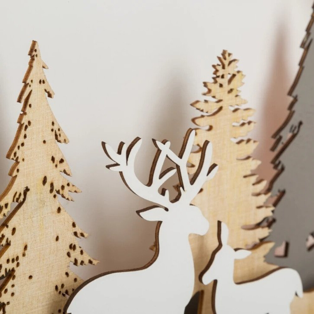 Decor Scenă de Crăciun Iarnă Pădure LED