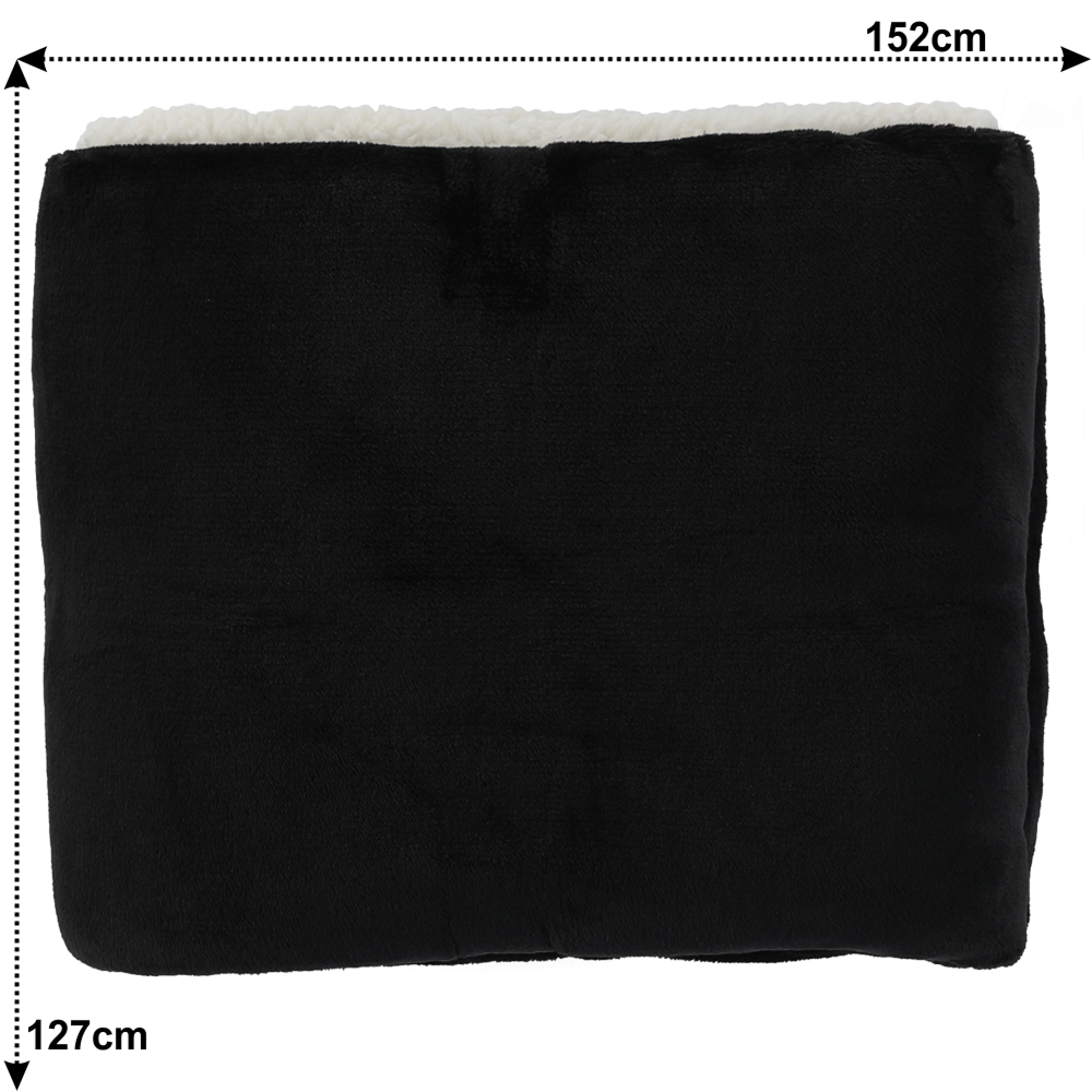Pătură cu două feţe, negru, 127x152, KASALA TYP 3