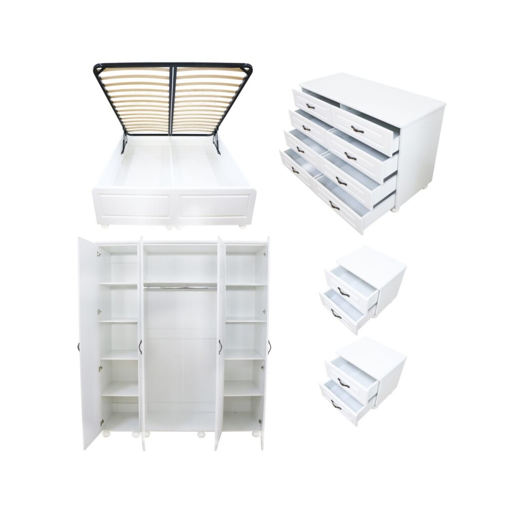 Dormitor Dynasty Alb cu pat 140x200 cm