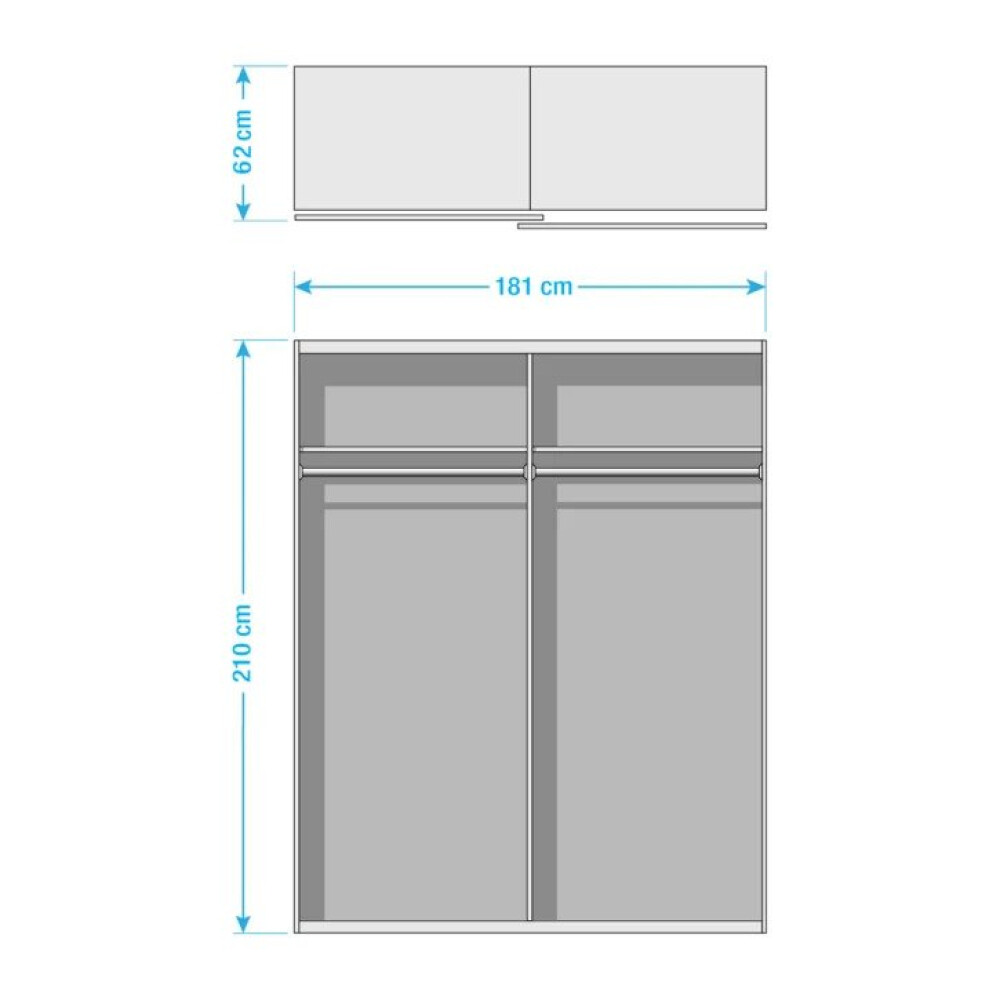 Dulap cu usi glisante KiYDOO Landhaus III, Alb alpin - 181 x 210 cm