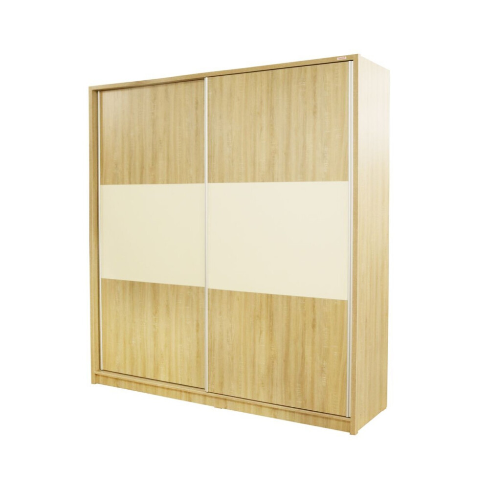 Dormitor Milano Sonoma cu Pat Tapitat Bej 140x200