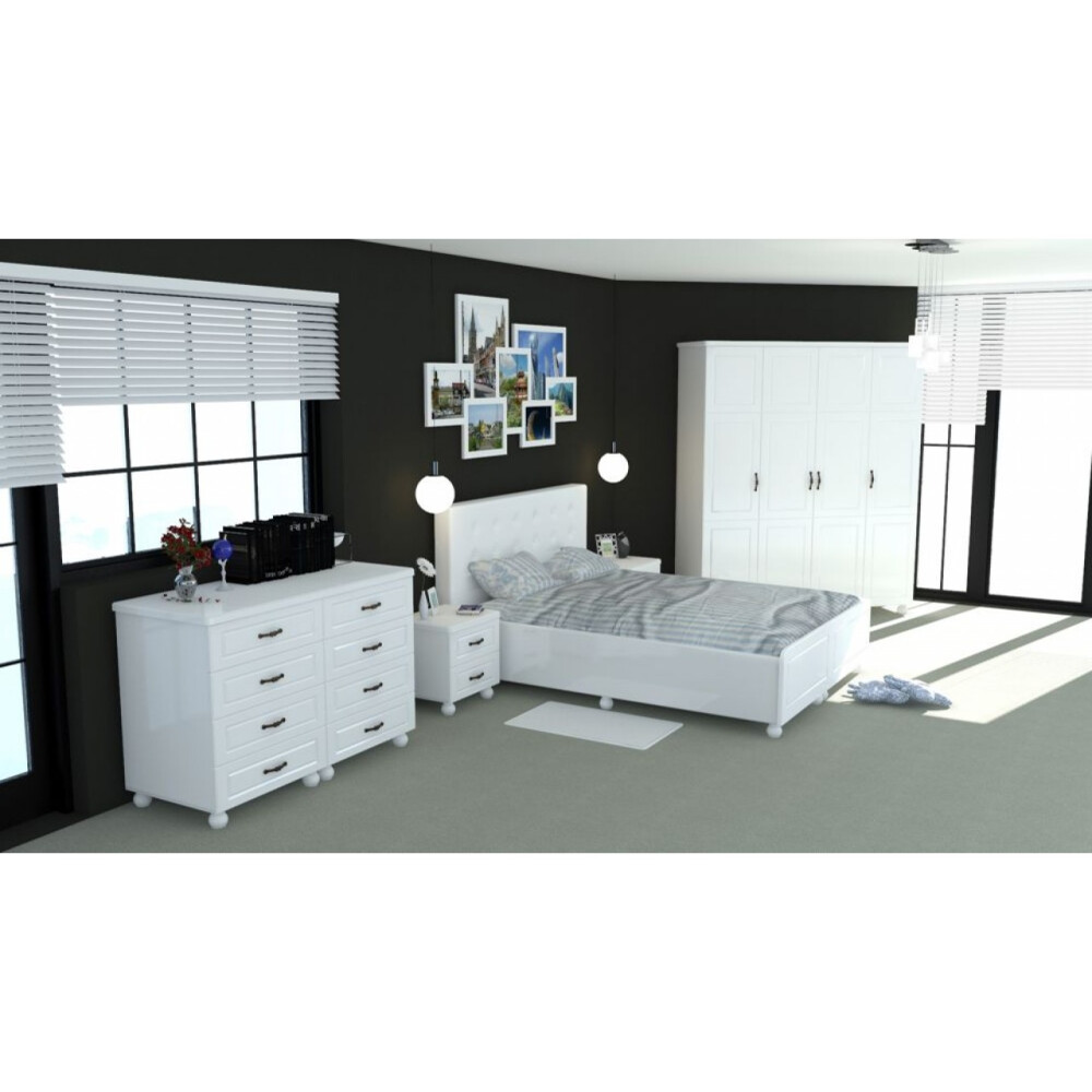 Dormitor Dynasty Alb cu pat 140x200 cm