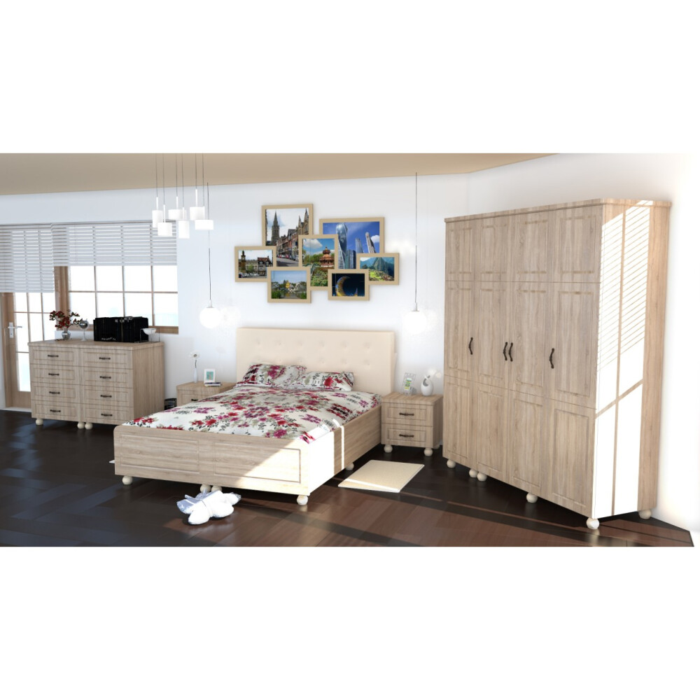 Dormitor Dynasty Sonoma cu pat 180x200 cm