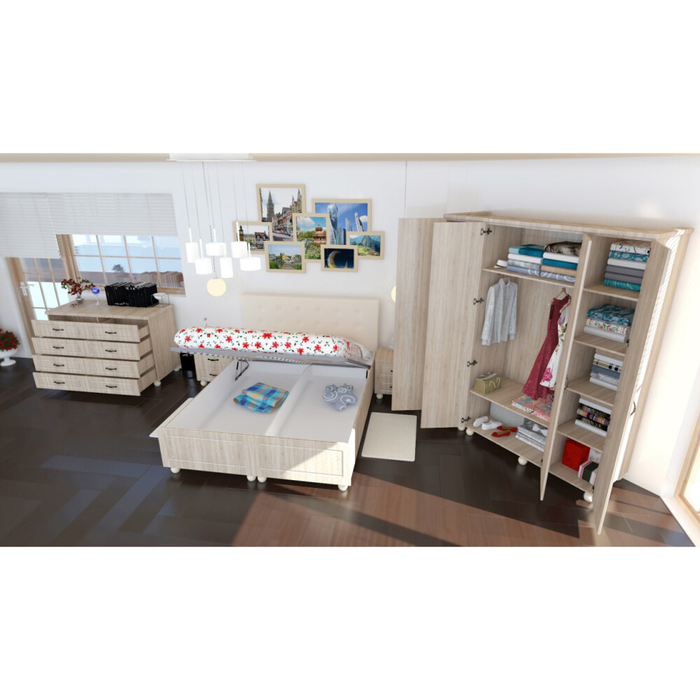Dormitor Dynasty Sonoma cu pat 160x200 cm