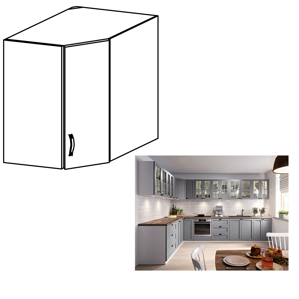 Cabinet superior, alb/gri mat, LAYLA G60N