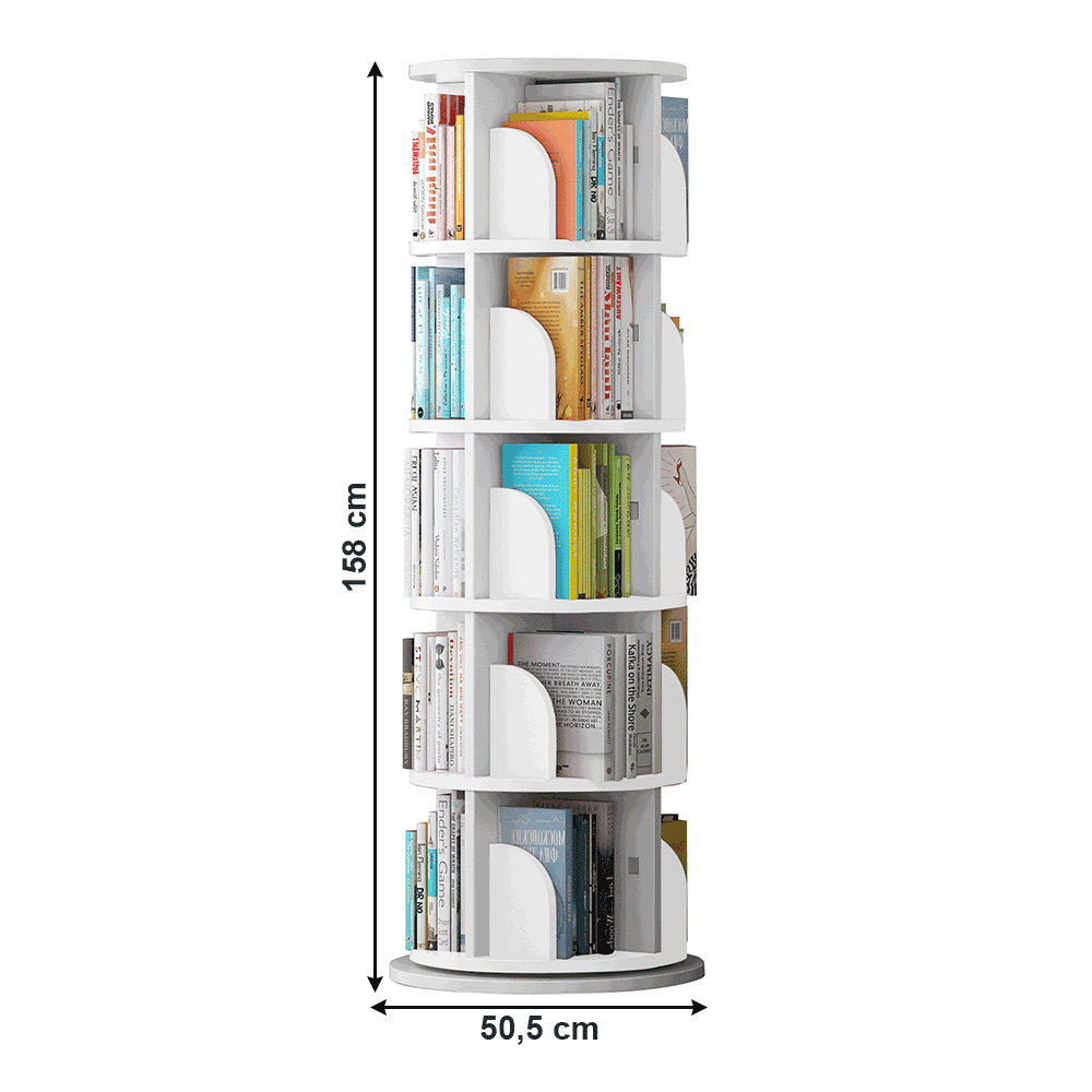 Raft pivotant, 5 poliţe, alb, ERION TIP 2 +cadou