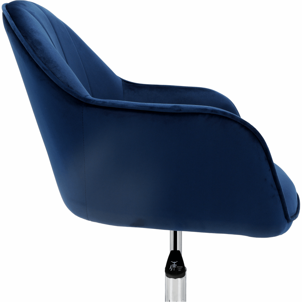 Scaun de birou, material textil din catifea albastru / crom, EROL