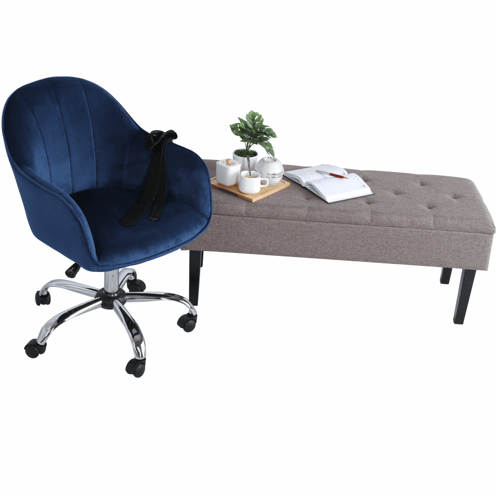 Scaun de birou, material textil din catifea albastru / crom, EROL