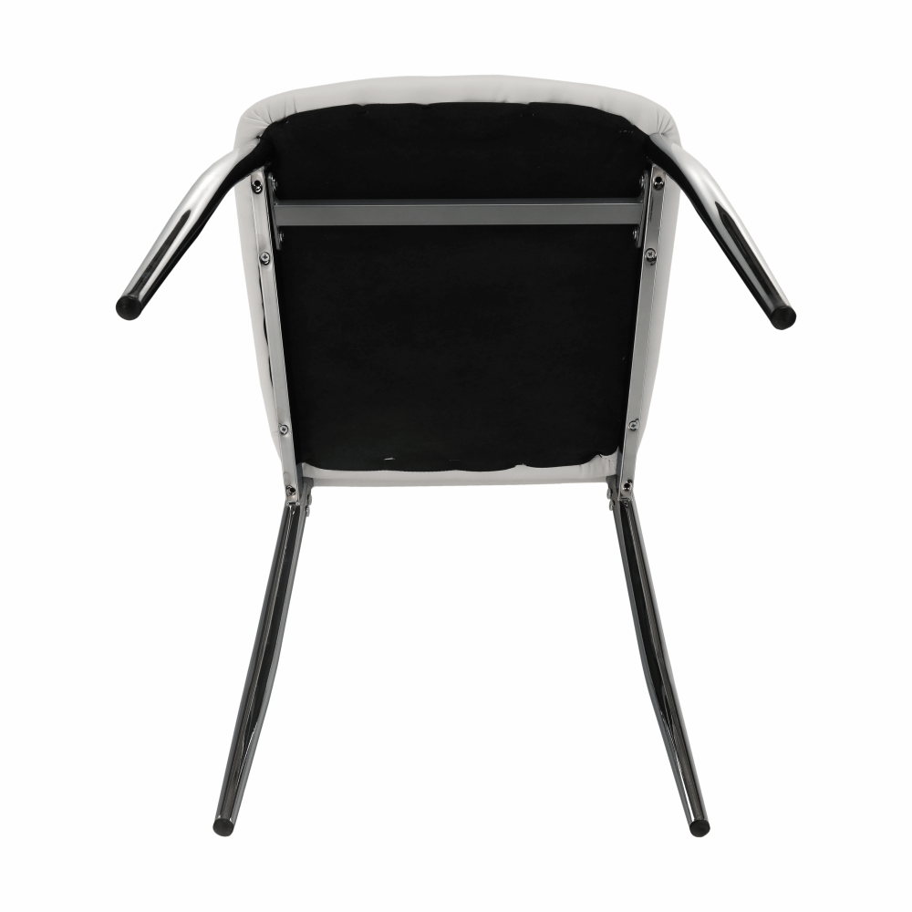 Scaun dining, piele ecologică albă/crom, ERVINA