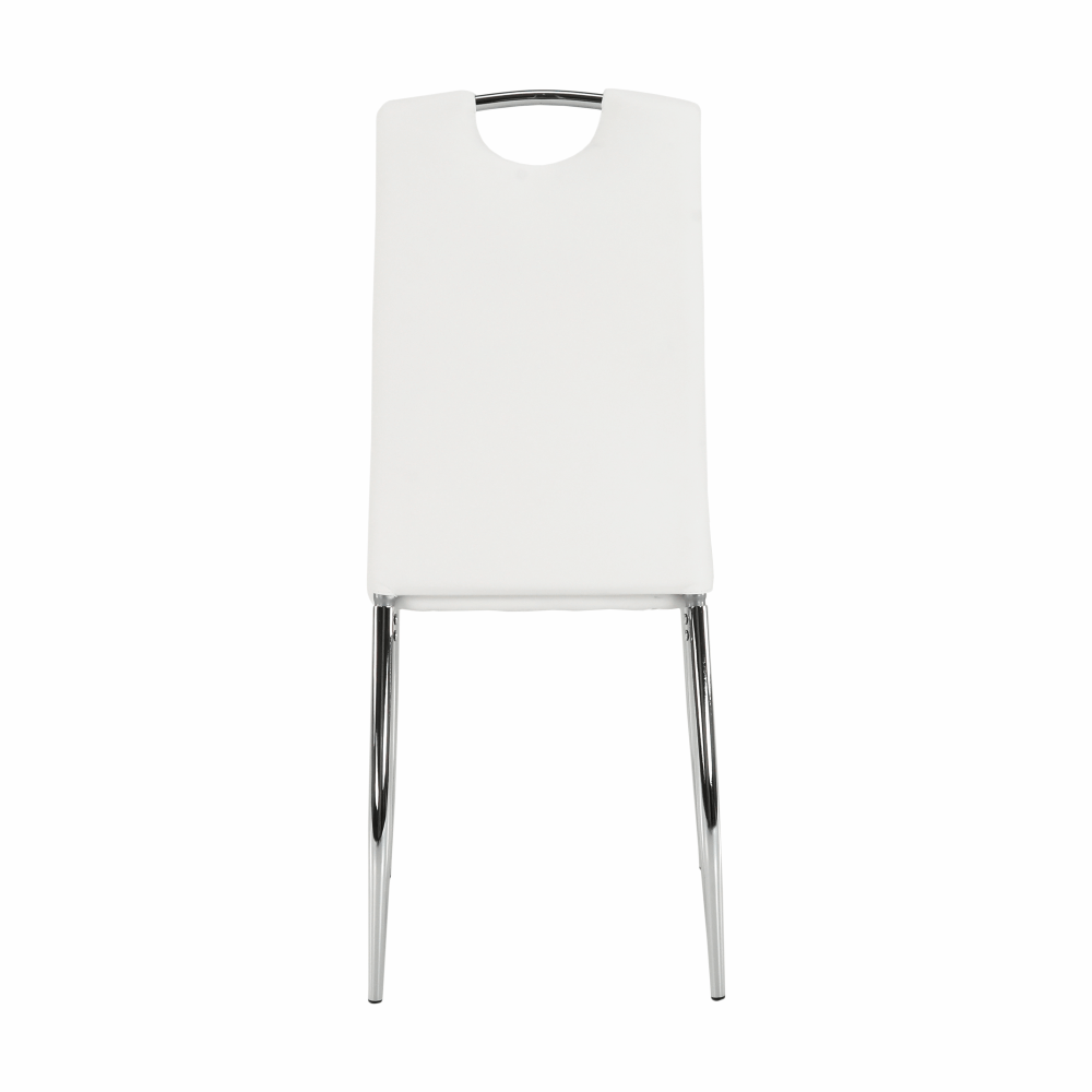 Scaun dining, piele ecologică albă/crom, ERVINA