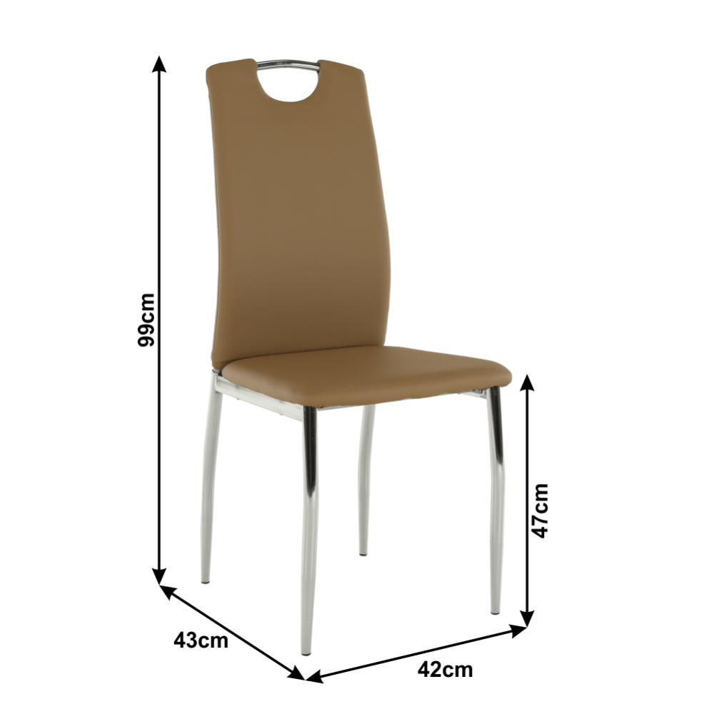 Scaun dining, piele ecologică bej/crom, ERVINA