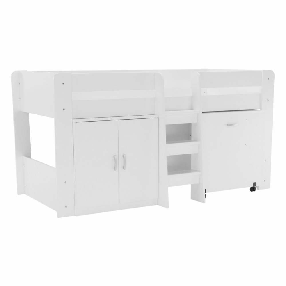 Pat combinat pentru camera copiilor, alb, FANY