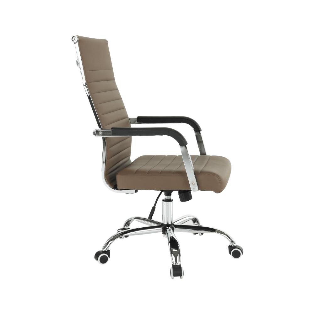 Scaun de birou, piele eco/metal, taupe/crom, FARAN
