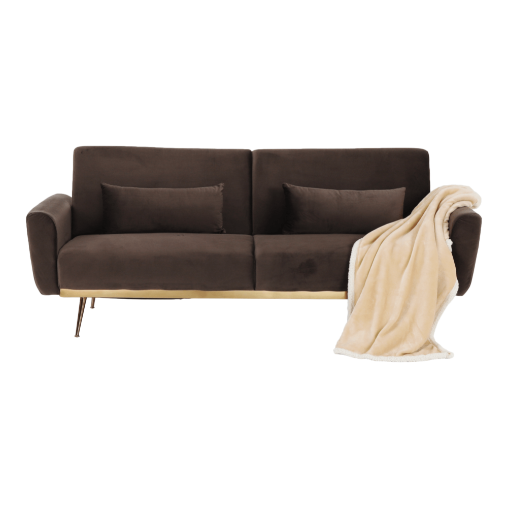 Canapea extensibilă, material textil Velvet maro, FASTA