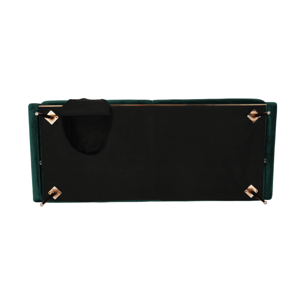 Canapea extensibilă, material textil Velvet smarald, FASTA