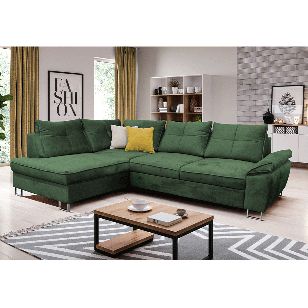 Set de pliere pe colţ, ţesătură smarald Tatum, stânga, FELDA