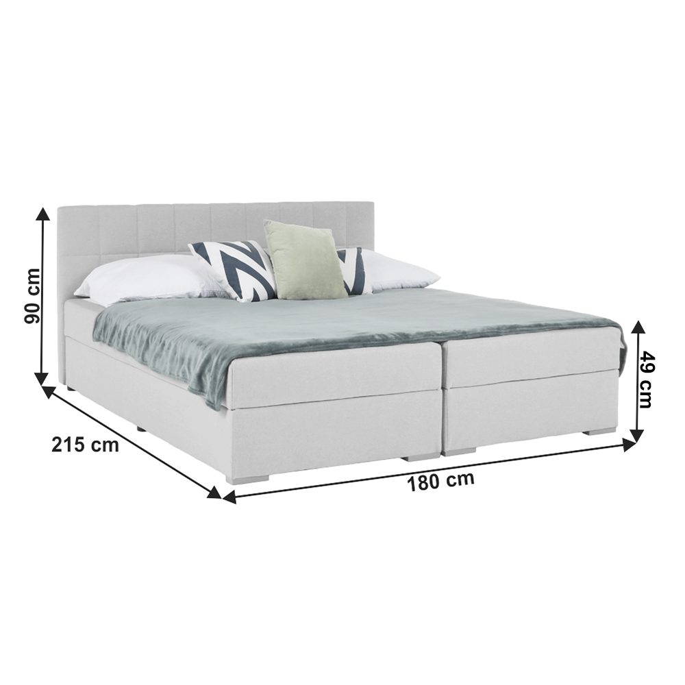 Pat tip BOXSPRING 180x200, gri deschis, FERATA KOMFORT