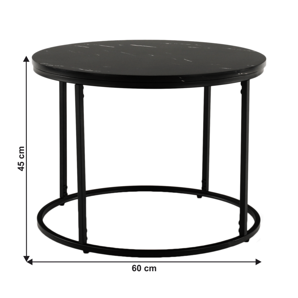 Măsuţă de cafea, marmură neagră / metal negru, GAGIN