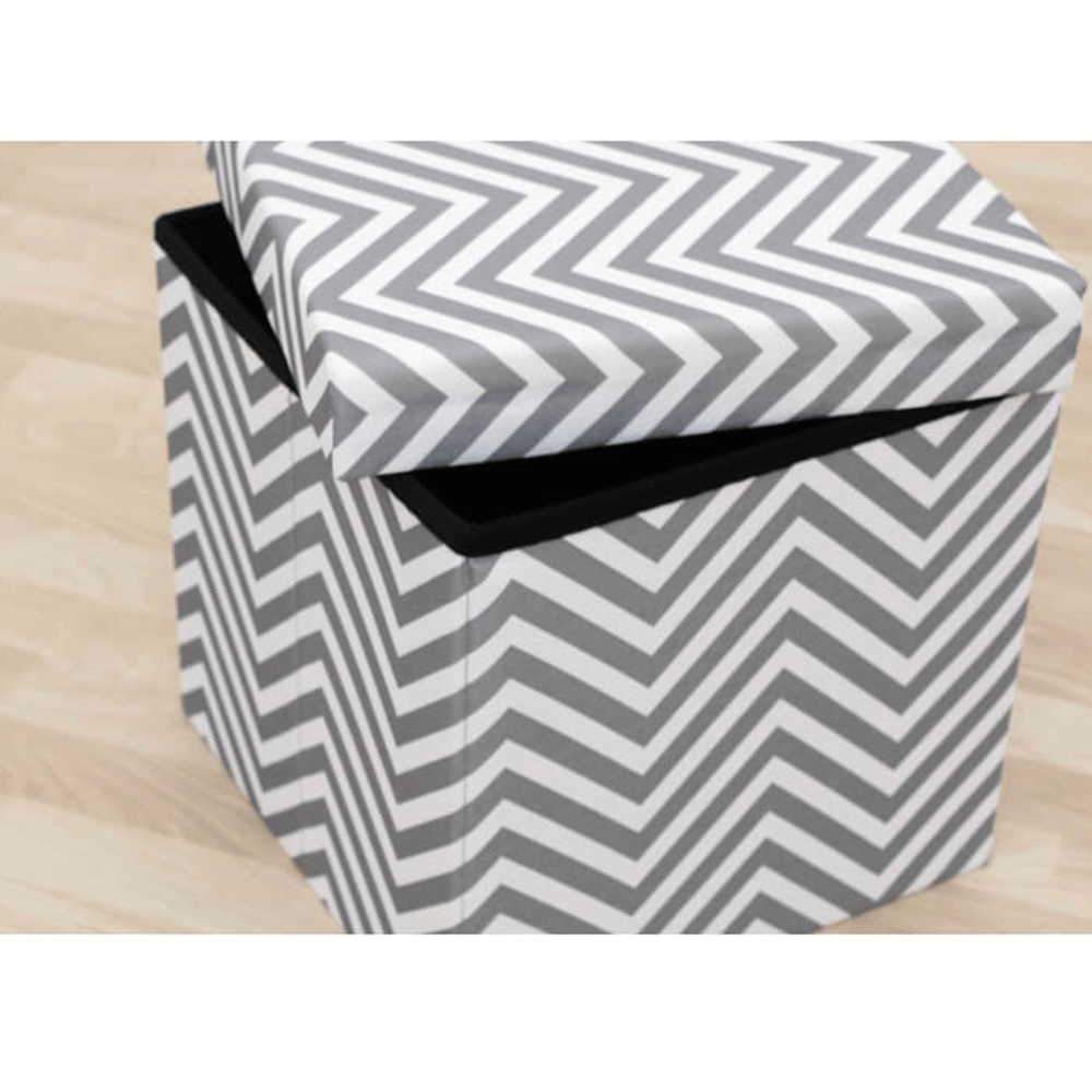 Taburet, material textil gri/alb, GAZMEND