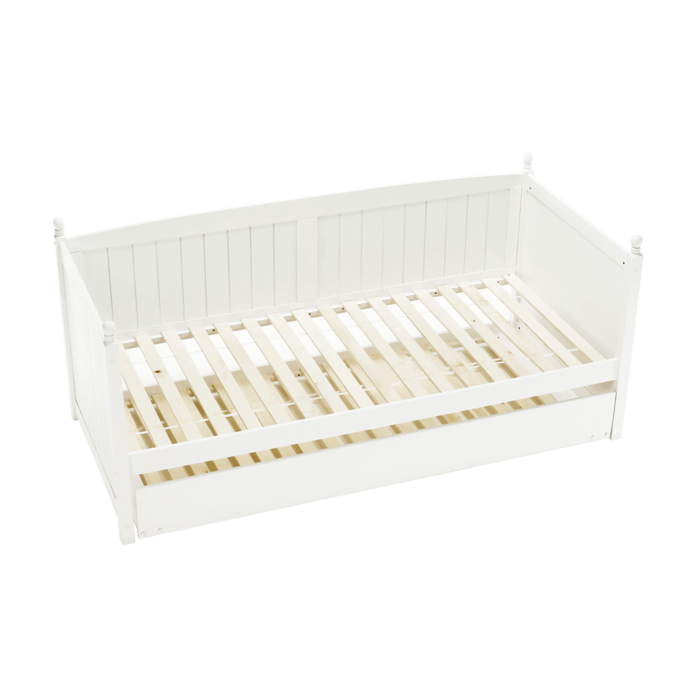Pat cu pat suplimentar, lemn de pin, alb, 90x200, GLAMIS