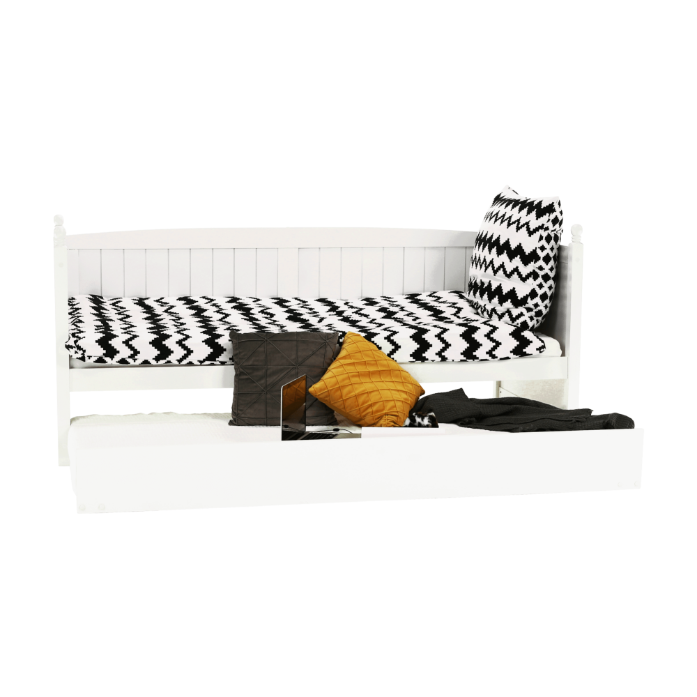 Pat cu pat suplimentar, lemn de pin, alb, 90x200, GLAMIS