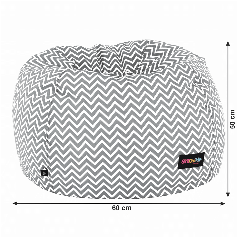 Fotoliu tip sac, gri/alb/model zig-zag, GOMBY
