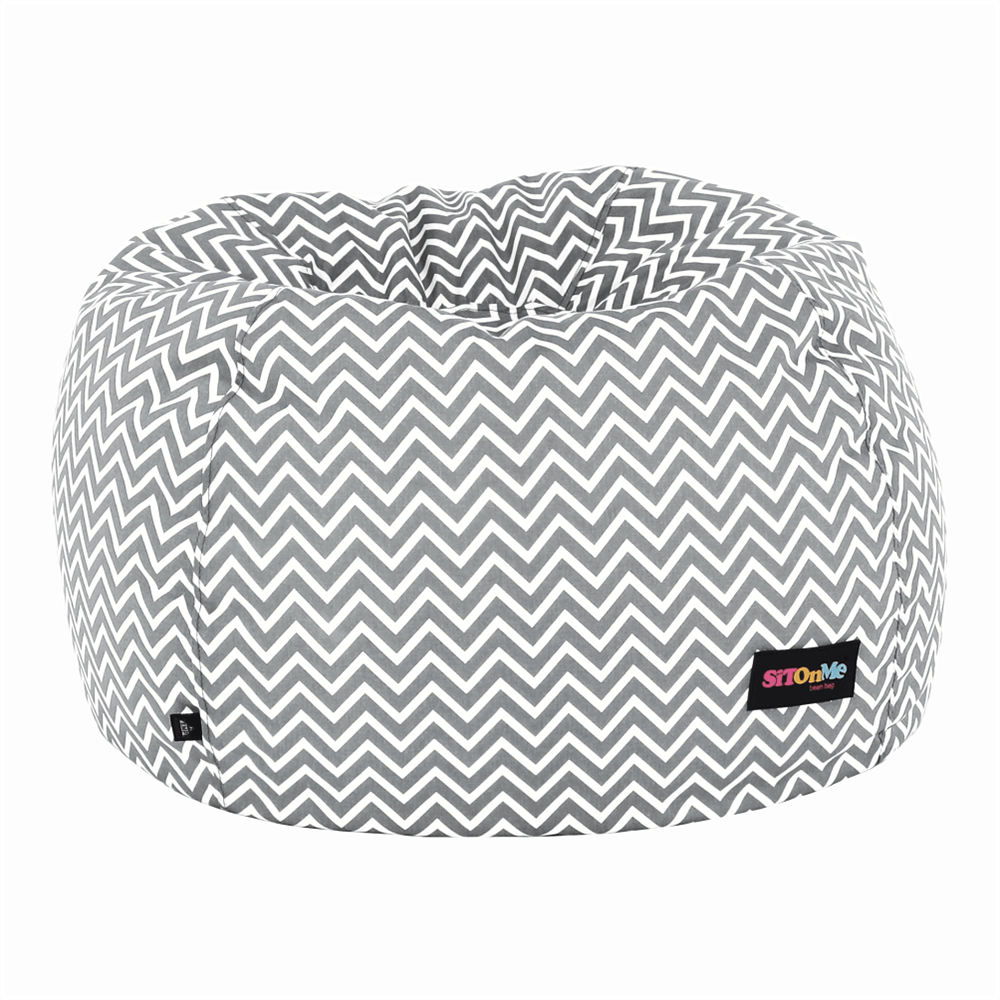 Fotoliu tip sac, gri/alb/model zig-zag, GOMBY